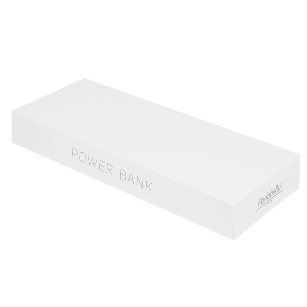 Внешний аккумулятор, Slim PB, 5000 mAh, пластик, покрытие-soft touch, 67х150х10 мм, 123 гр, черный/белый, подарочная упаковка