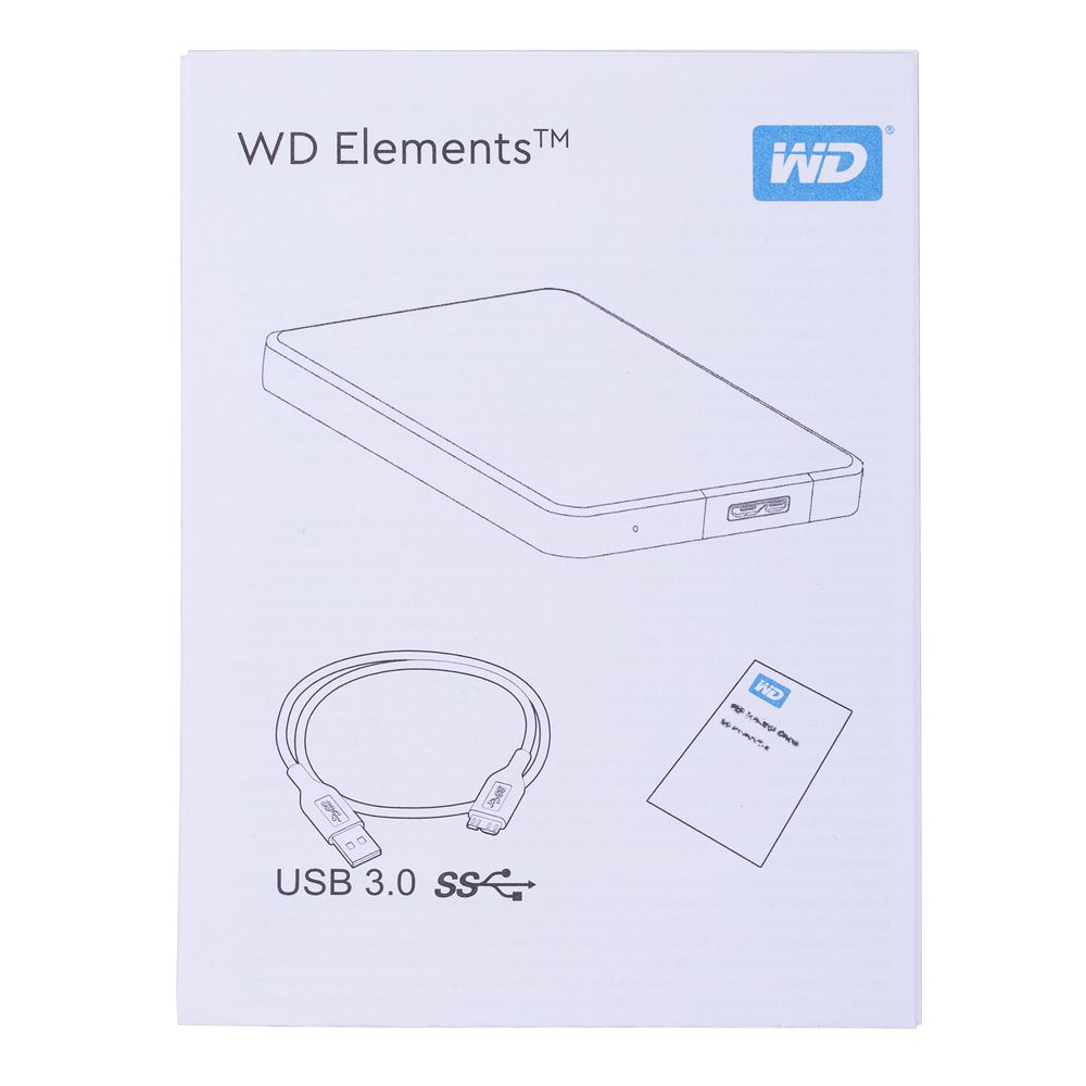Внешний диск WD Elements, USB 3.0, 1000 Гб, черный