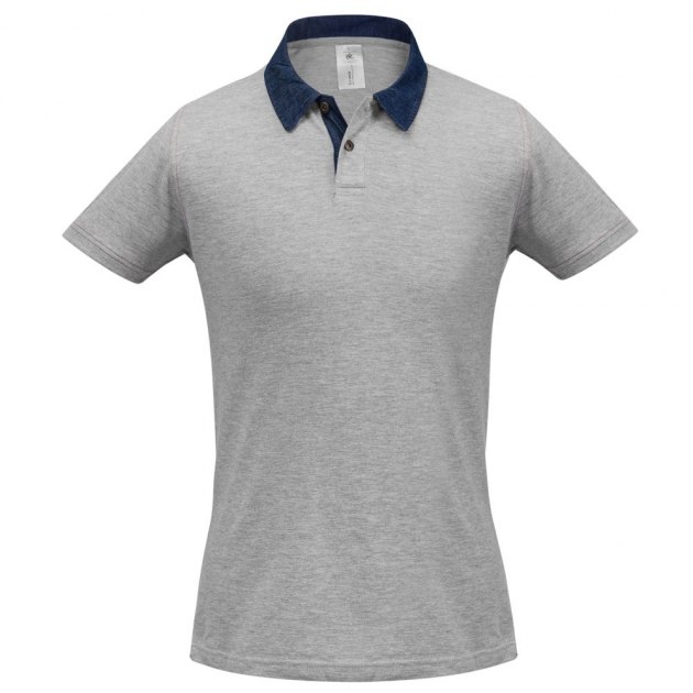 Рубашка поло мужская DNM Forward серый меланж/синий джинс