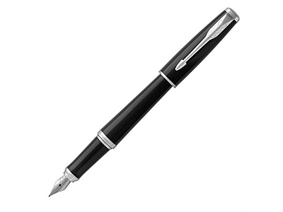 Ручка перьевая Parker модель PK URB BLK CAB CT FP F GB, черный/серебристый