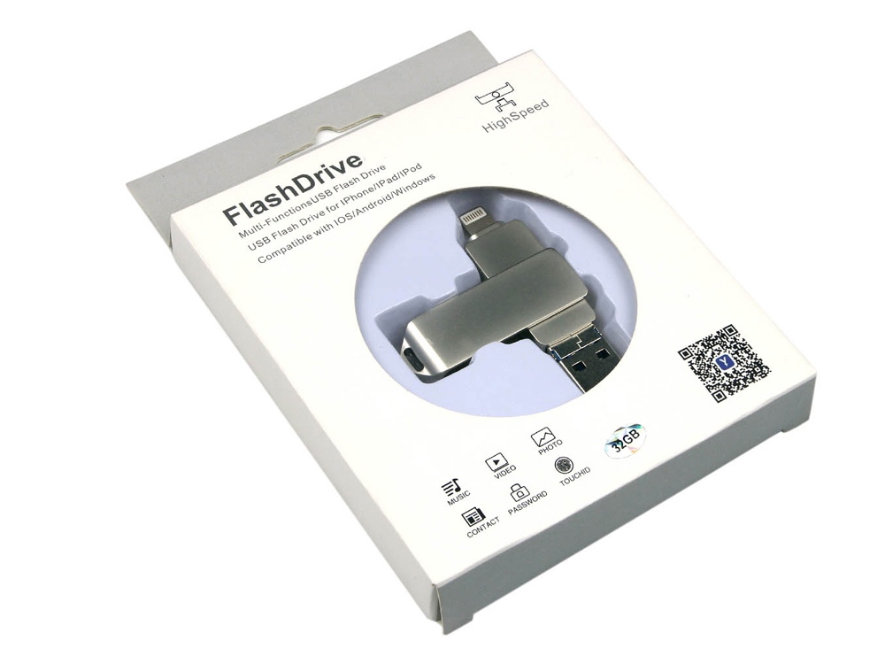 USB-������ �� 64 ��, ��������� USB3.0, ���������� ��������,c ��������������� ��������� ��� I-phone Lightning � Micro USB,  ��������� ������������� ������, �������