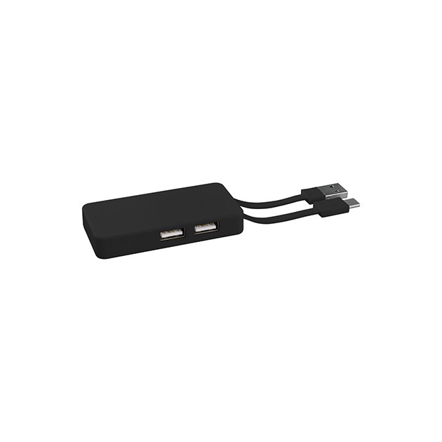 USB Hub Grid  с двойными кабелями, черный
