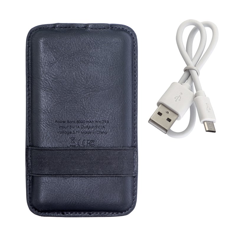 Зарядное устройство "Olo", 8000 mAh, черный, искусственная кожа