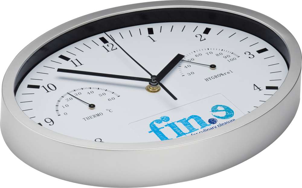 Часы настенные INSERT3 с термометром и гигрометром, белые
