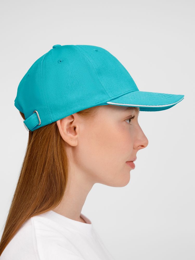 Бейсболка BUFFALO, бирюзовая с белым