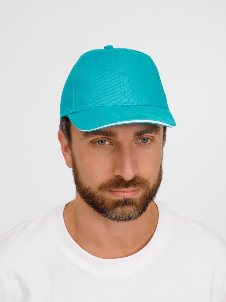 Бейсболка BUFFALO, бирюзовая с белым